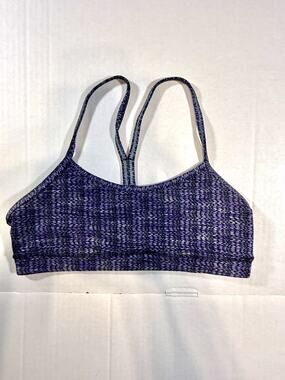 Lululemon Size 4 Flow Y Bra Black White Purple Racerback Yoga Sports Bra